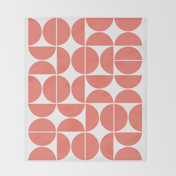 Mid Century Modern Geometric 04 Living Coral Throw Blanket Gallery Image 2