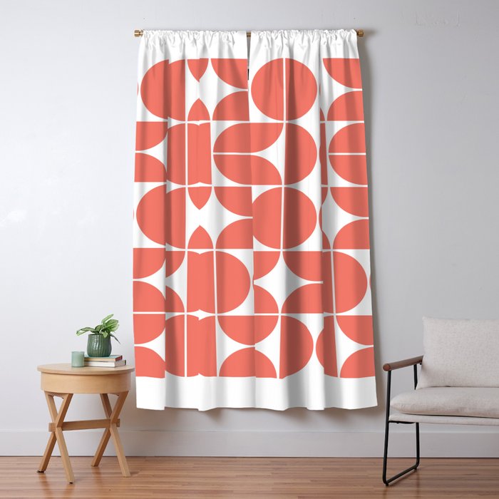 Mid Century Modern Geometric 04 Living Coral Window Curtain Gallery Image 5