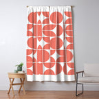 Mid Century Modern Geometric 04 Living Coral Window Curtain Gallery Image 5