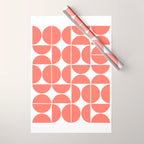 Mid Century Modern Geometric 04 Living Coral Wrapping Paper Gallery Image 1
