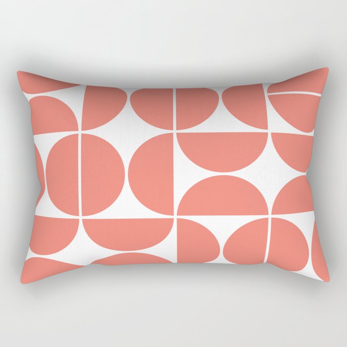 Mid Century Modern Geometric 04 Living Coral Rectangular Pillow Gallery Image 2
