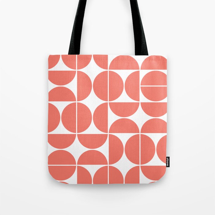 Mid Century Modern Geometric 04 Living Coral Tote Bag Gallery Image 1