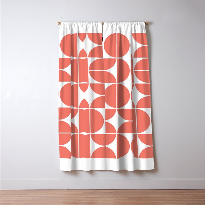 Mid Century Modern Geometric 04 Living Coral Window Curtain Gallery Image 3