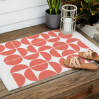 Mid Century Modern Geometric 04 Living Coral Outdoor Rug Gallery Image 2