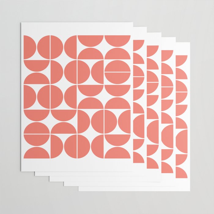 Mid Century Modern Geometric 04 Living Coral Wrapping Paper Gallery Image 3