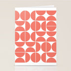 Mid Century Modern Geometric 04 Living Coral Stationery Card Gallery Image 2