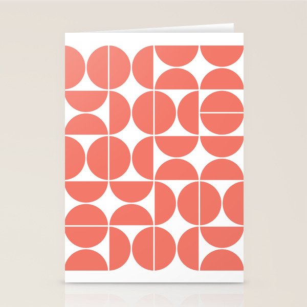 Mid Century Modern Geometric 04 Living Coral Stationery Card Gallery Image 2