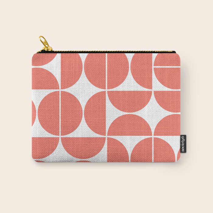 Mid Century Modern Geometric 04 Living Coral Carry All Pouch Gallery Image 1