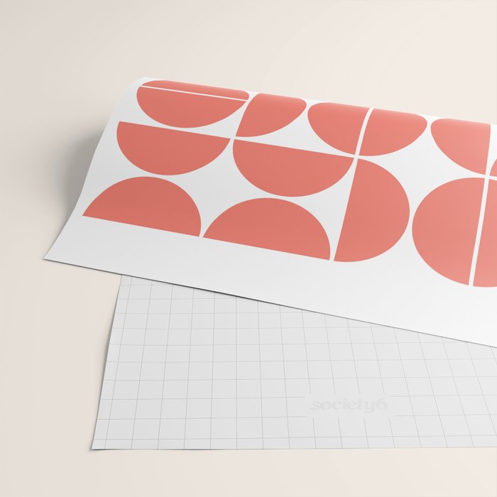 Mid Century Modern Geometric 04 Living Coral Wrapping Paper Gallery Image 2