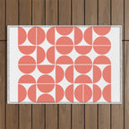 Mid Century Modern Geometric 04 Living Coral Outdoor Rug Gallery Image 1