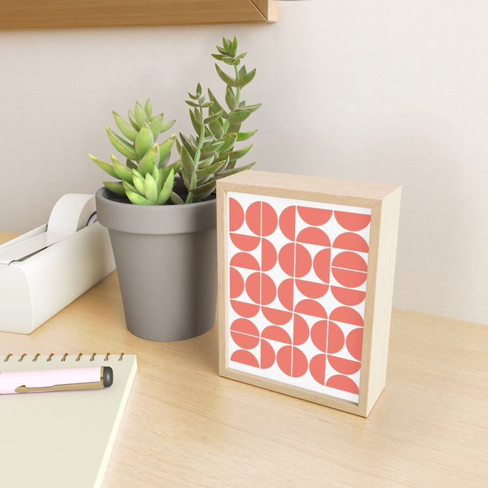 Mid Century Modern Geometric 04 Living Coral Mini Art Print Gallery Image 2