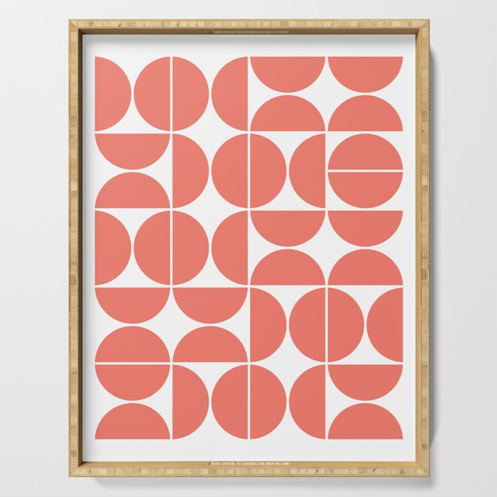 Mid Century Modern Geometric 04 Living Coral Serving Tray Gallery Image 1