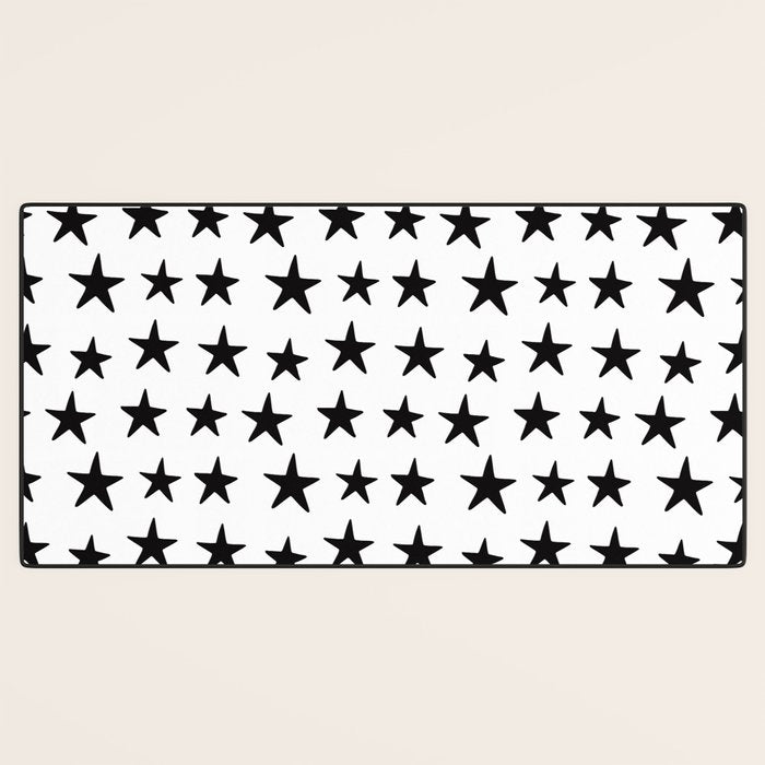 Star Pattern Black On White Desk Mat Gallery Image 3
