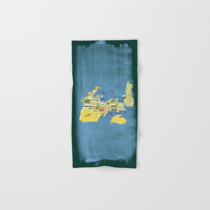 Map of Northern Michigan - Pasty Tour in Emerald Bath Towel Gallery Image 1