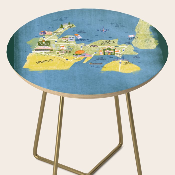 Map of Northern Michigan - Pasty Tour in Emerald Side Table Gallery Image 2