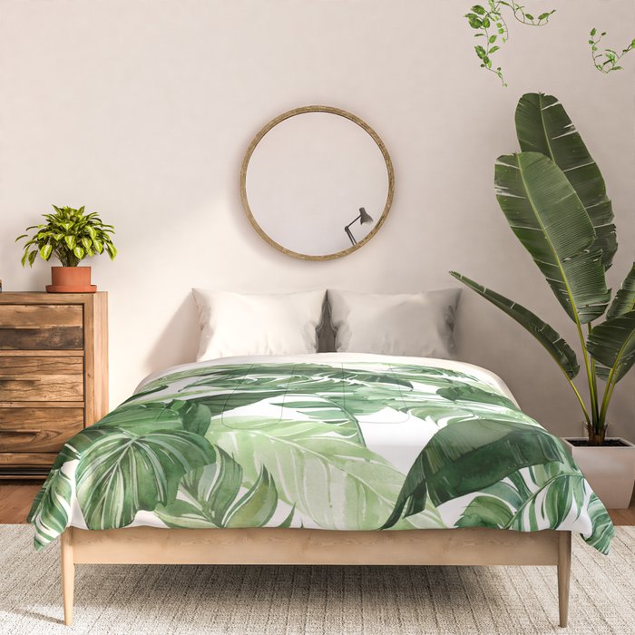 Green leaf watercolor pattern Comforter Gallery Image 3