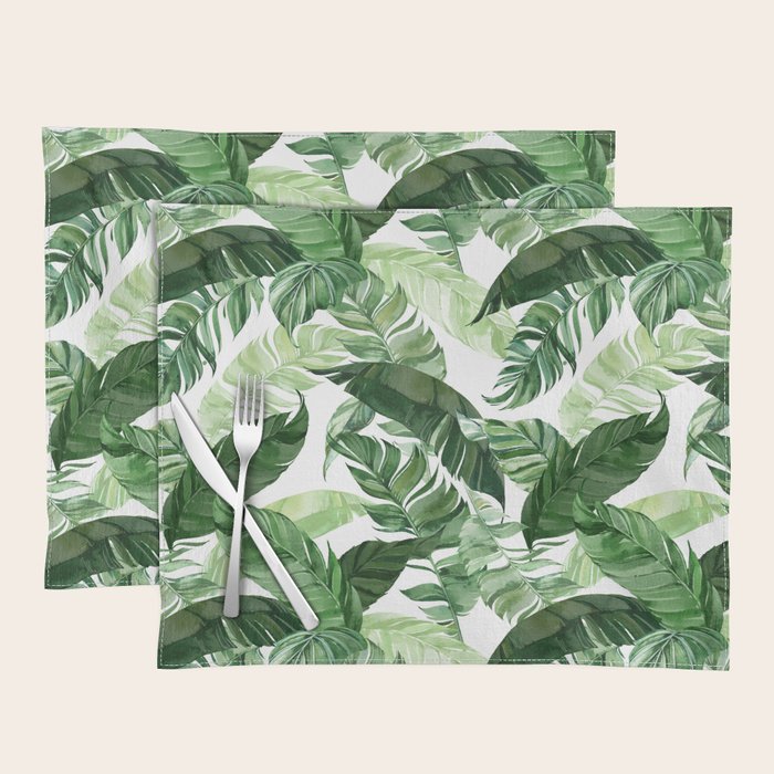 Green leaf watercolor pattern Placemat Gallery Image 1
