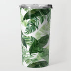 Green leaf watercolor pattern Travel Mug Gallery Image 2