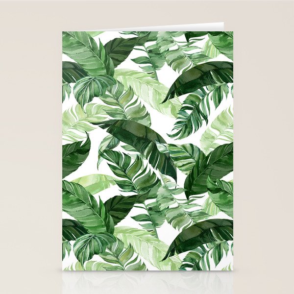 Green leaf watercolor pattern Stationery Card Gallery Image 2