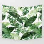 Green leaf watercolor pattern Wall Tapestry Gallery Image 4