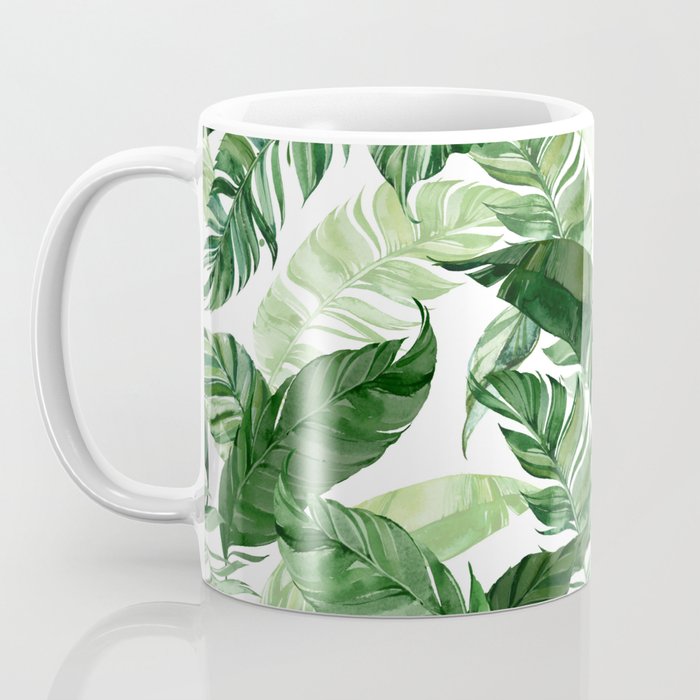 Green leaf watercolor pattern Coffee Mug Gallery Image 3
