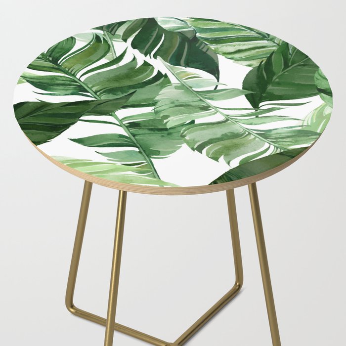 Green leaf watercolor pattern Side Table Gallery Image 2
