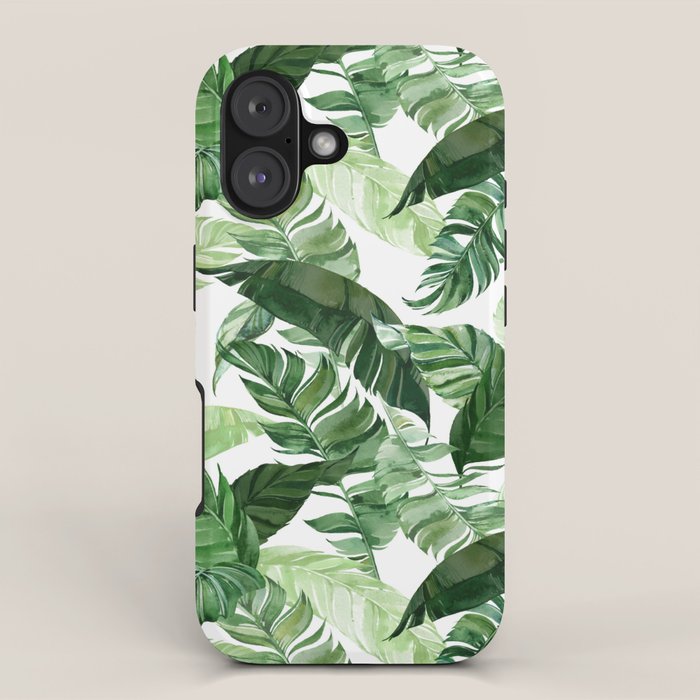 Green leaf watercolor pattern iPhone Case Gallery Image 1
