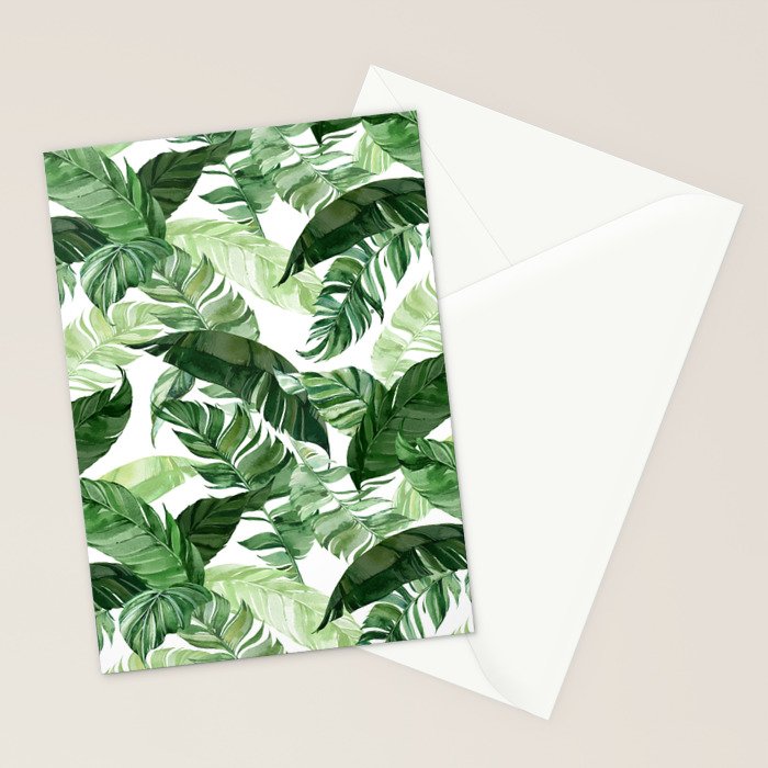 Green leaf watercolor pattern Stationery Card Gallery Image 2