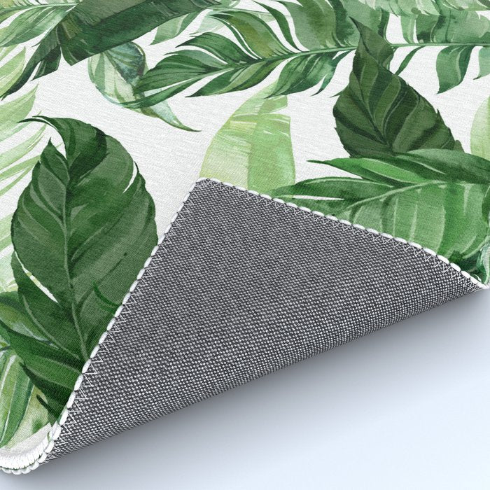 Green leaf watercolor pattern Rug Gallery Image 4