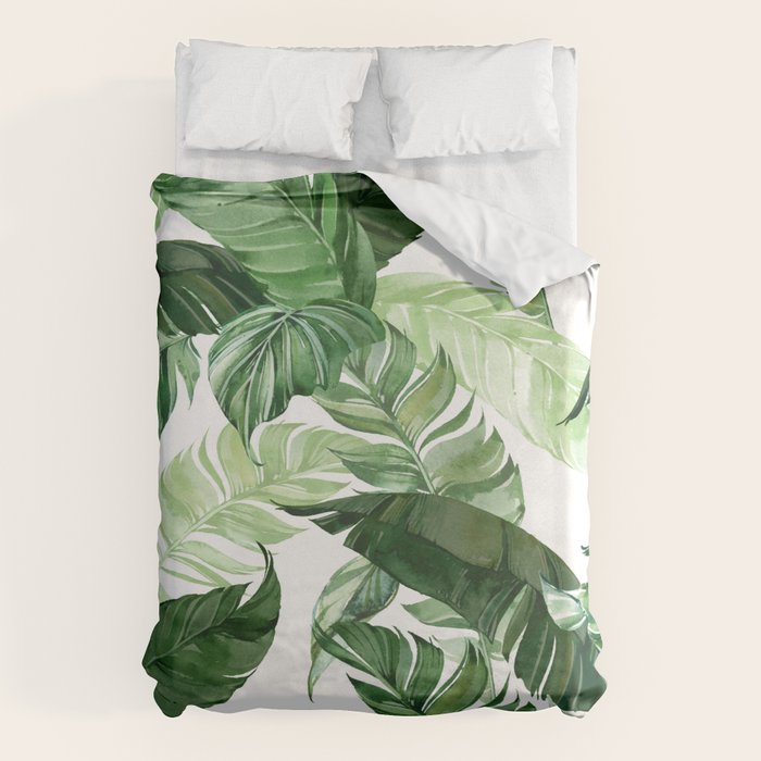Green leaf watercolor pattern Duvet Cover Gallery Image 6