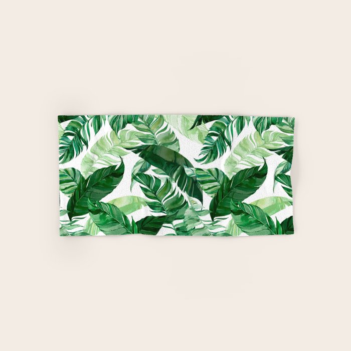 Green leaf watercolor pattern Towels Gallery Image 1