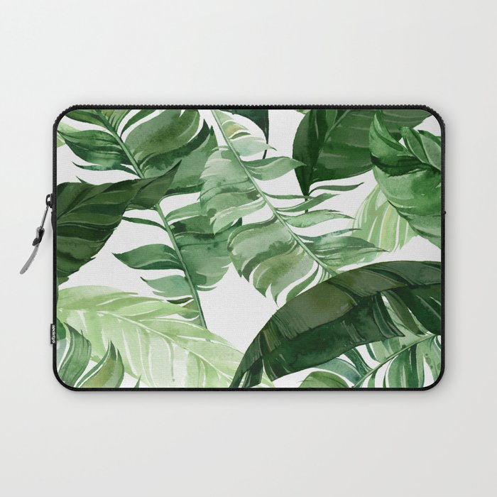Green leaf watercolor pattern Laptop Sleeve Gallery Image 1