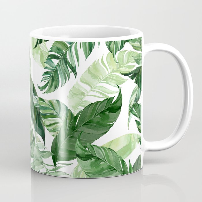 Green leaf watercolor pattern Coffee Mug Gallery Image 1