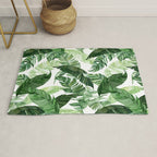 Green leaf watercolor pattern Rug Gallery Image 1