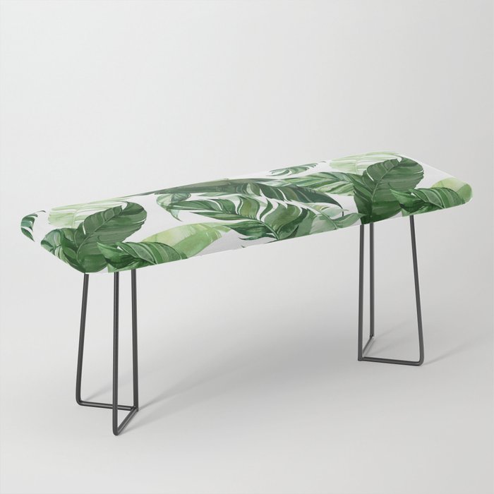 Green leaf watercolor pattern Bench Gallery Image 1