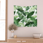 Green leaf watercolor pattern Wall Tapestry Gallery Image 2
