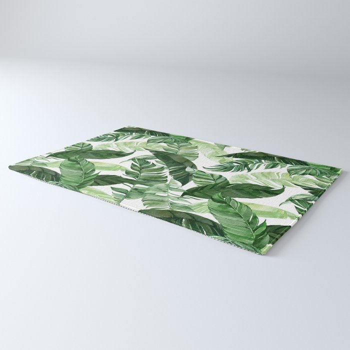 Green leaf watercolor pattern Rug Gallery Image 3
