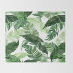 Green leaf watercolor pattern Throw Blanket Gallery Image 2