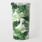 Green leaf watercolor pattern Travel Mug Gallery Image 3