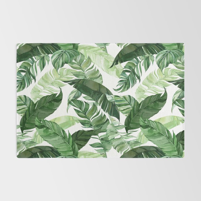 Green leaf watercolor pattern Rug Gallery Image 2