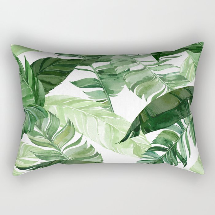 Green leaf watercolor pattern Rectangular Pillow Gallery Image 1