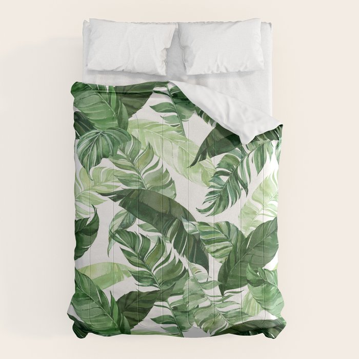 Green leaf watercolor pattern Comforter Gallery Image 6