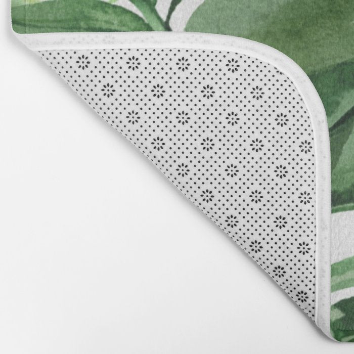 Green leaf watercolor pattern Bath Mat Gallery Image 2