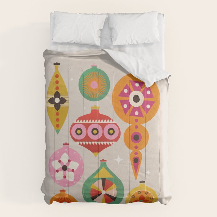 Christmas Tree Retro Ornaments Comforter Gallery Image 1
