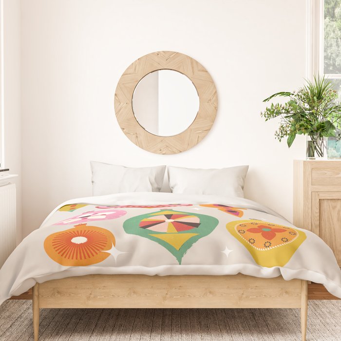 Christmas Tree Retro Ornaments Duvet Cover Gallery Image 3