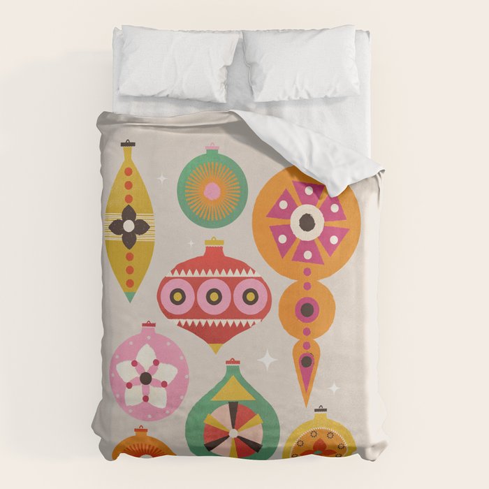Christmas Tree Retro Ornaments Duvet Cover Gallery Image 6