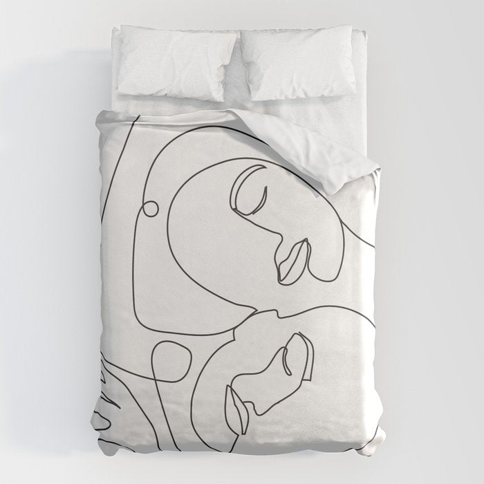 Line Faces 03 Duvet Cover Gallery Image 1