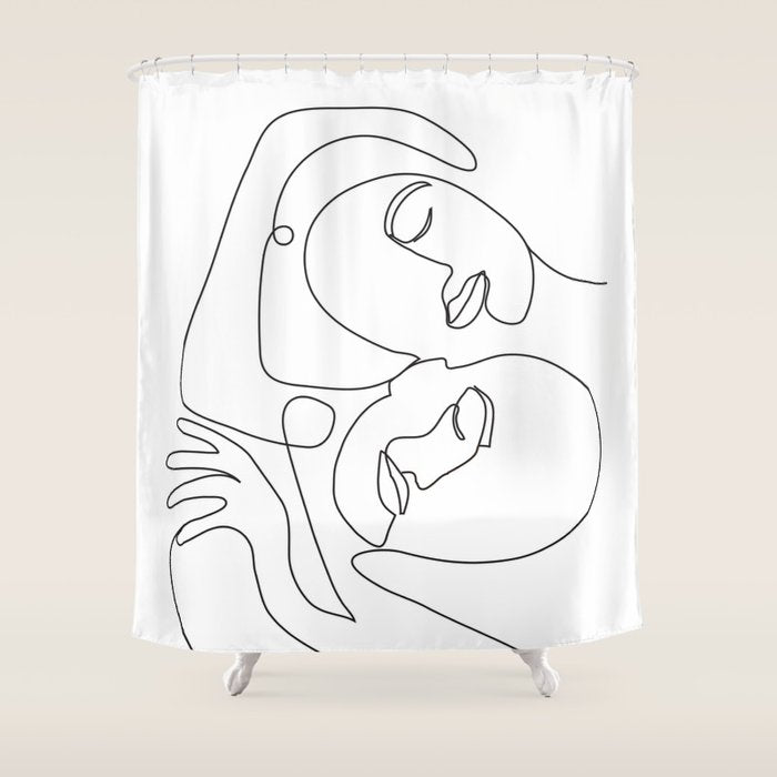 Line Faces 03 Shower Curtain Gallery Image 1