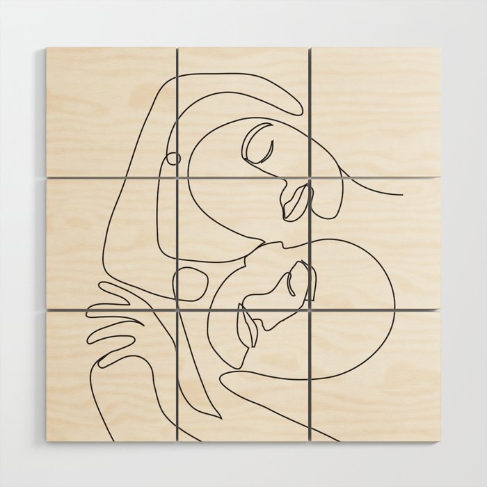 Line Faces 03 Wood Wall Art Gallery Image 1