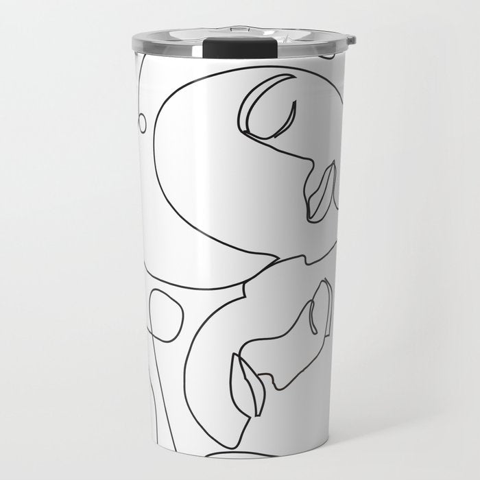 Line Faces 03 Travel Mug Gallery Image 1